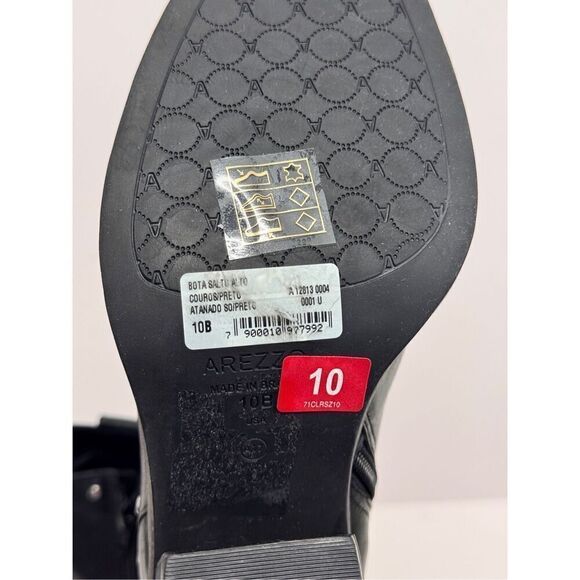 Arezzo Boots Size 10B Black Leather Block Heel Studded Booties Side Zip NEW - Picture 9 of 10